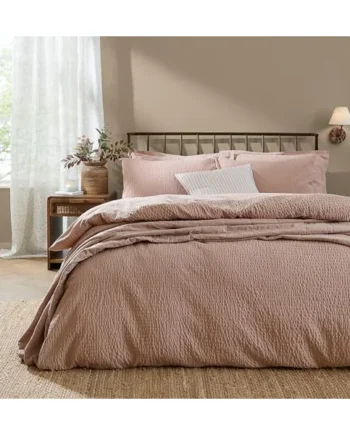 Yard Hebden Seersucker Duvet Cover Set (Cotta, Double) | Soft cotton seersucker with a naturally textured finish