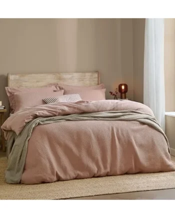 Yard Hebden Waffle Duvet Cover Set (Cotta, King) | Soft cotton waffle texture with relaxed everyday comfort