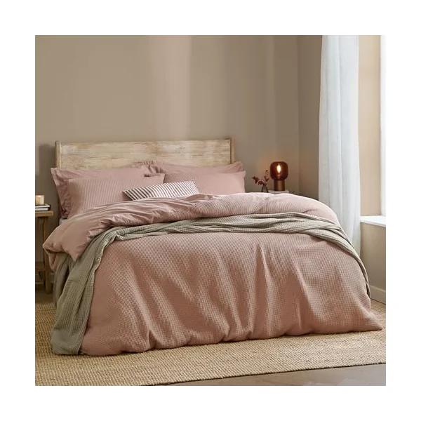 Yard Hebden Waffle Duvet Cover Set (Cotta, King) | Soft cotton waffle texture with relaxed everyday comfort
