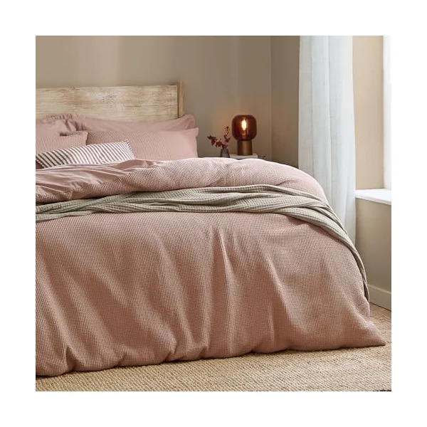 Yard Hebden Waffle Duvet Cover Set (Cotta, King) | Soft cotton waffle texture with relaxed everyday comfort