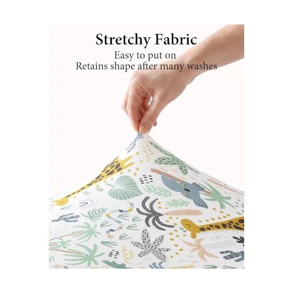 Yoofoss Cot Bed Sheets 70 x 140 cm Fitted Super Soft and Breathable Toddler Crib Bed Mattress Protector 2 Pack Microfiber Green Giraffes