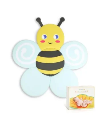 YooxArmor Baby Bath Flower Support Pad for 0-6 Months Newborn,Bee | Non-Slip Design,Soft Quick Dry Mesh Material,Baby Bath Cushion Pad for Sink & Bathtub,Easy To Clean & Foldable