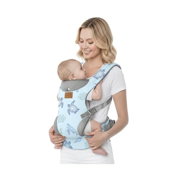 YooxArmor Ergonomic Baby Carrier for 4-36 Month Newborn,Waist 67-150cm,Blue | Adjustable & Breathable Toddler Carrier for 7-66 Lbs,Hands-Free Baby Sling Carrier with Neck/Lumbar Support,Soft,Easy to Use