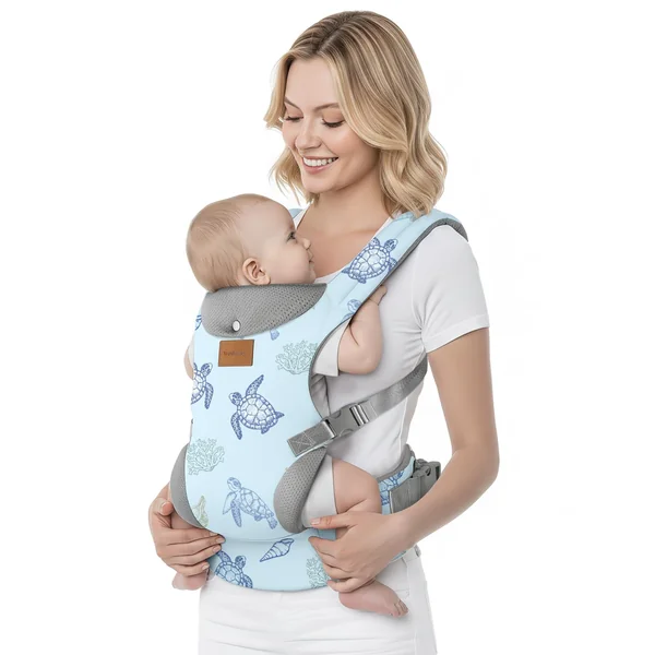 YooxArmor Ergonomic Baby Carrier for 4-36 Month Newborn,Waist 67-150cm,Blue | Adjustable & Breathable Toddler Carrier for 7-66 Lbs,Hands-Free Baby Sling Carrier with Neck/Lumbar Support,Soft,Easy to Use