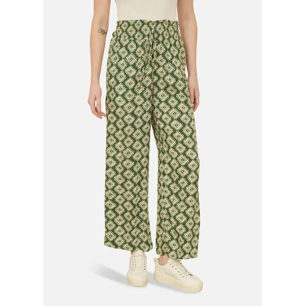Yumi Green Geo Print Relaxed Fit Trousers