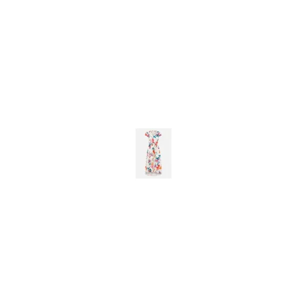 Yumi Ivory Flower Print Wrap Midi Dress
