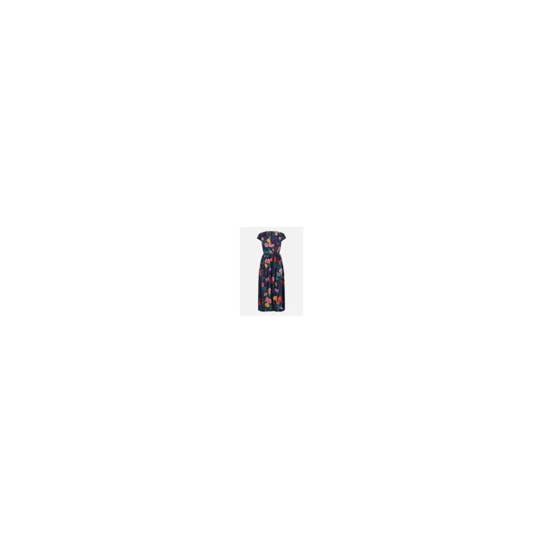 Yumi Navy Flower Print Wrap Midi Dress
