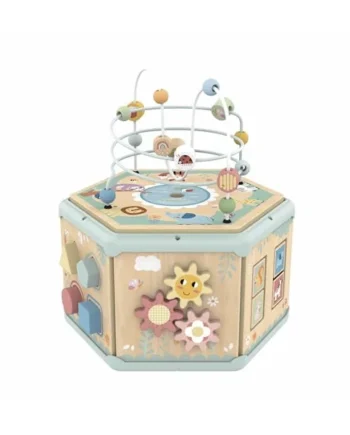 Zacia Toys® Wooden Activity Cube 7-in-1 | Educational Montessori Toys for Toddlers – Motor Skills, Shape Sorter, Beading Track & More | For Ages 2+