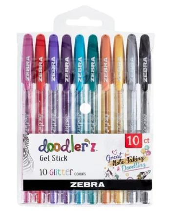 Zebra Doodler'z Glitter Gel Stick Pens 10 Pack