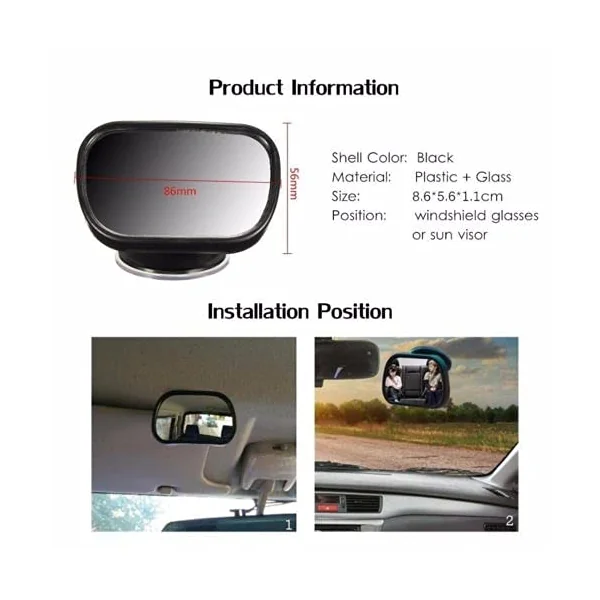 ZEZEFUFU Acrylic Plastic Large Vision Surfaces Car Baby Back Seat Rear View Mirror, Safety Car Seat Mirror for Rear Facing Infant with Wide Crystal Clear View