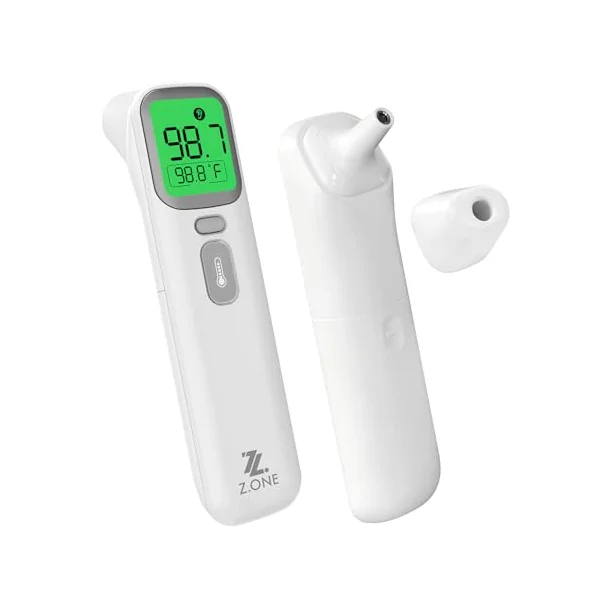 Z.ONE 2-in-1 Infrared Thermometer, for Adults and Children with Forehead Ear and Object Modes, Fast Accurate Readings, Non-Contact Digital Thermometer with LCD Display, Batteries Included, Pack of 1
