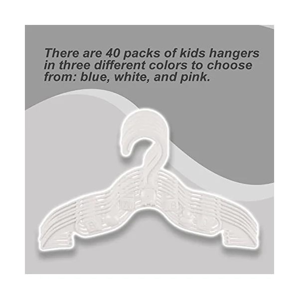 ZYBUX 40 Pack White Baby Clothes Hangers Plastic for Clothes or Wardrobe